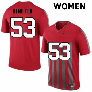 NCAA Ohio State Buckeyes Women's #53 Davon Hamilton Throwback Nike Football College Jersey HDV8145QU